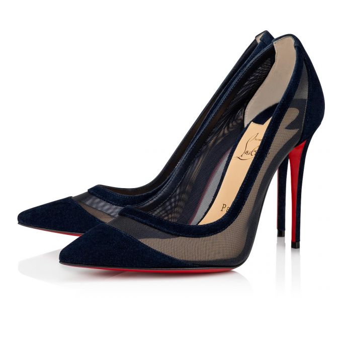 Zapatos De Salon Christian Louboutin Galativi 100 100 Version Marine Veau Velours Pumps Mujer Azul Marino | MX-61165