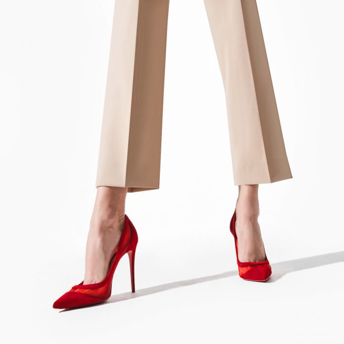 Zapatos De Salon Christian Louboutin Galativi 100 100 Version Veau Velours Pumps Mujer Rojos | MX-73945