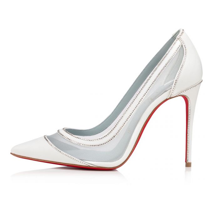 Zapatos De Salon Christian Louboutin Galativi Strass 100 Crepe Sati 100 Version Pumps Mujer Blancos Azules | MX-76511