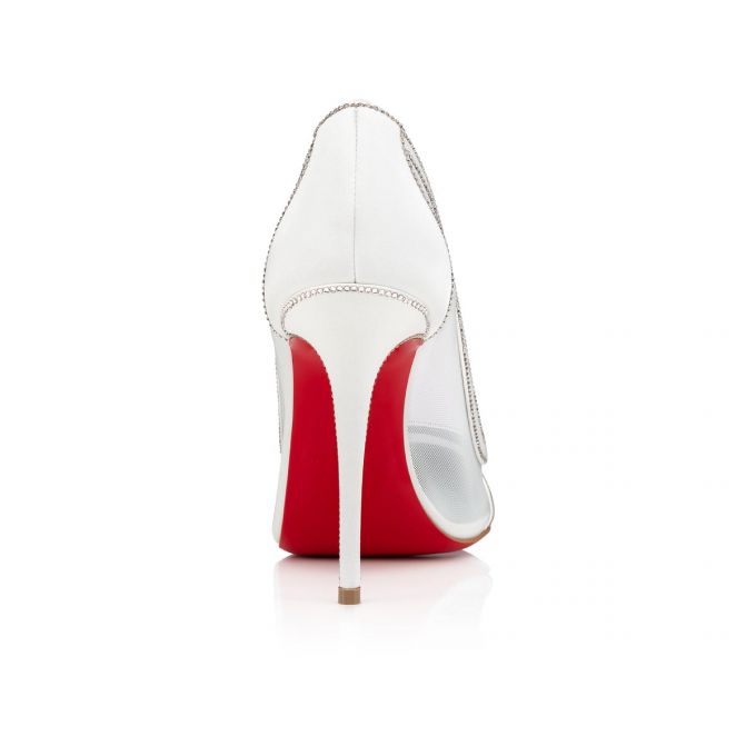 Zapatos De Salon Christian Louboutin Galativi Strass 100 Crepe Sati 100 Version Pumps Mujer Blancos Azules | MX-76511