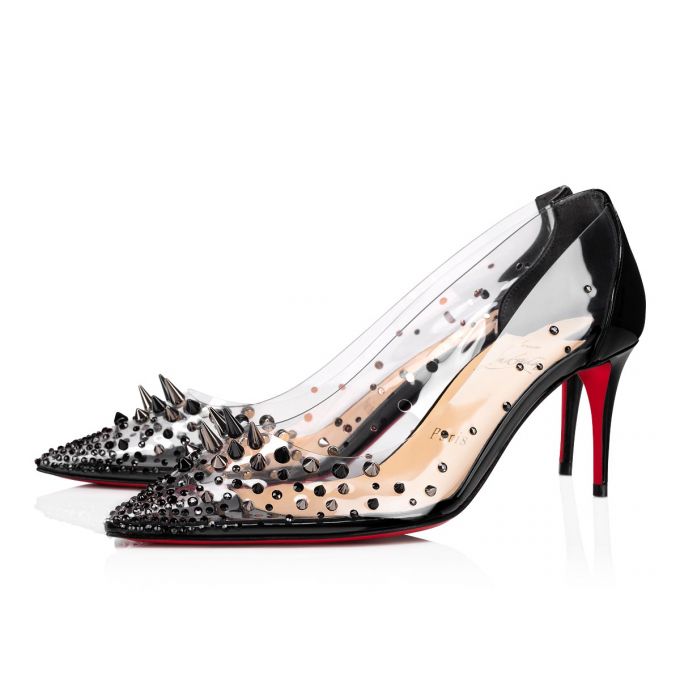 Zapatos De Salon Christian Louboutin Grotika 70 Pvc Pumps Mujer Negros | MX-44443