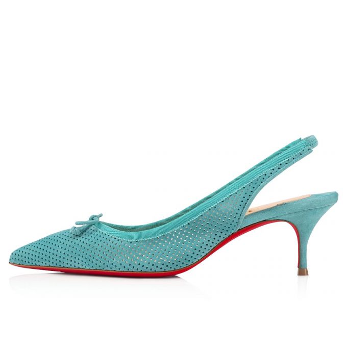 Zapatos De Salon Christian Louboutin Hall Sling Pump 55 Veau Velours Pumps Mujer Azules | MX-32666