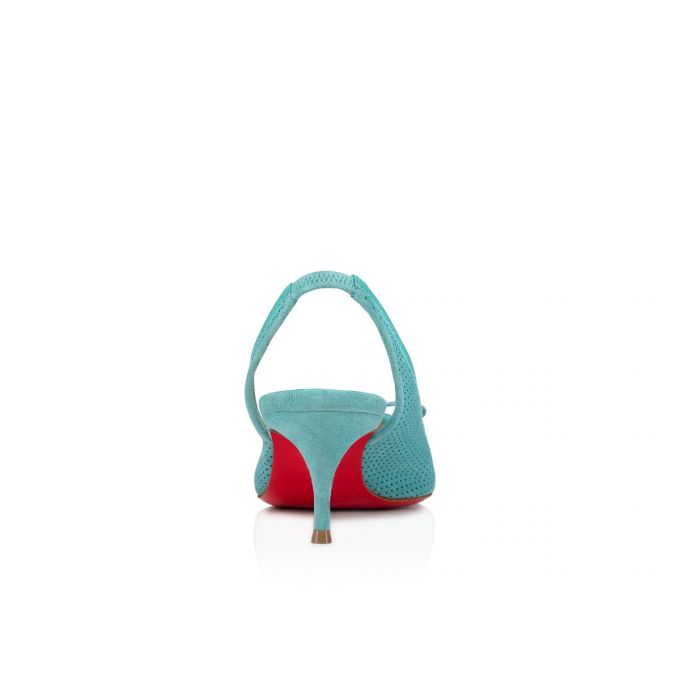 Zapatos De Salon Christian Louboutin Hall Sling Pump 55 Veau Velours Pumps Mujer Azules | MX-32666