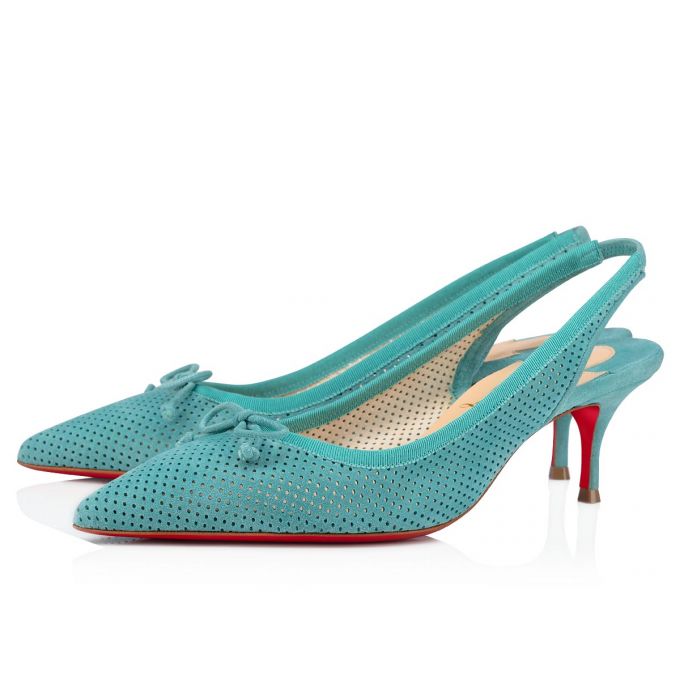 Zapatos De Salon Christian Louboutin Hall Sling Pump 55 Veau Velours Pumps Mujer Azules | MX-32666