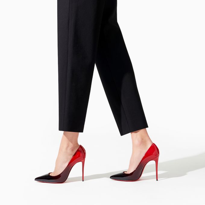 Zapatos De Salon Christian Louboutin Kate 100 100 Charol Pumps Mujer Negros Rojos | MX-15385