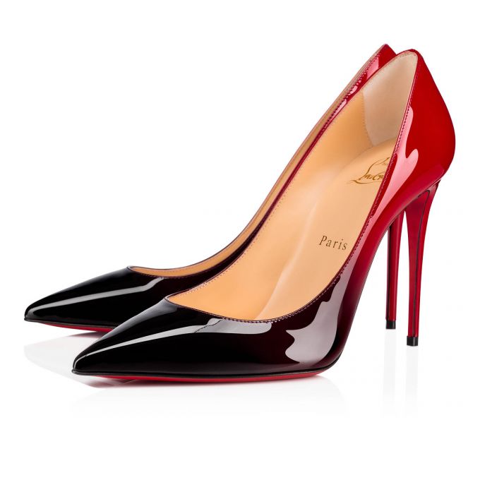 Zapatos De Salon Christian Louboutin Kate 100 100 Charol Pumps Mujer Negros Rojos | MX-15385