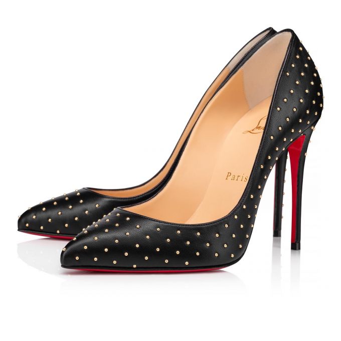 Zapatos De Salon Christian Louboutin Pigalle Follies Plume 100 Nappa Pumps Mujer Negros Dorados | MX-58770