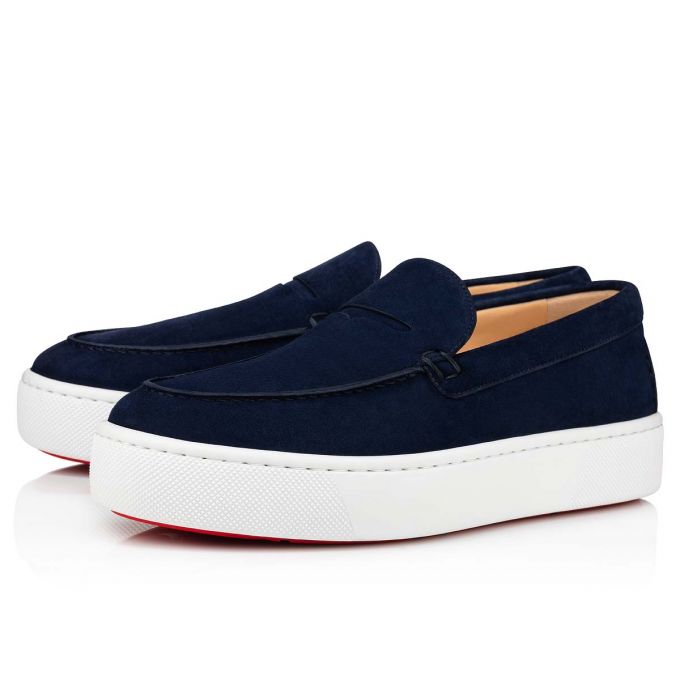 Zapatos del Barco Christian Louboutin Paqueboat Calf Barco Shoes Hombre Azules | MX-09665