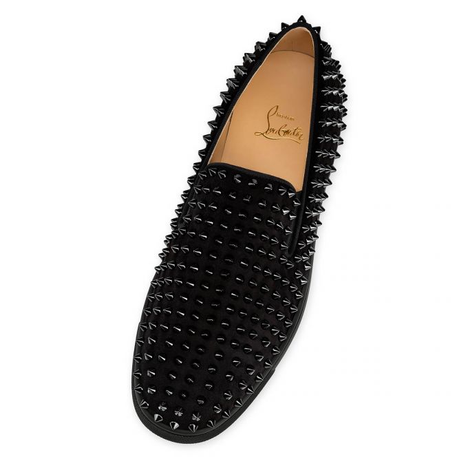 Zapatos del Barco Christian Louboutin Roller-boat 000 Veau Velours Barco Shoes Hombre Negros | MX-80313