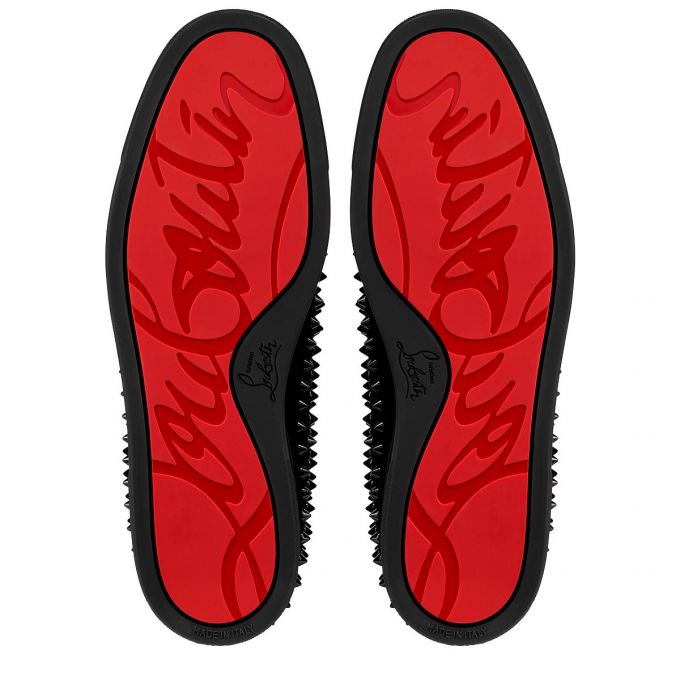 Zapatos del Barco Christian Louboutin Roller-boat 000 Veau Velours Barco Shoes Hombre Negros | MX-80313