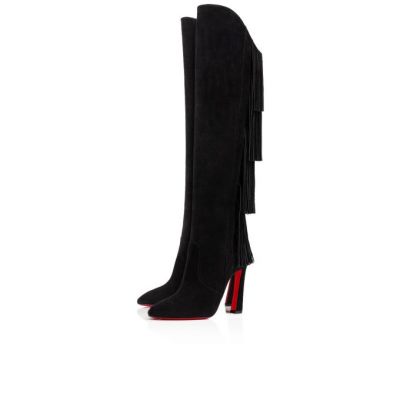 Botas Christian Louboutin Boot Lionne 100 Veau Velours Boots Mujer Negros | MX-43868