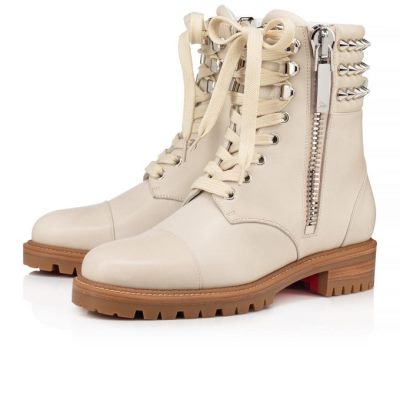 Botas Christian Louboutin Invierno Spikes Calf Boots Mujer Blancos | MX-65703