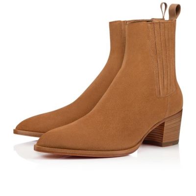 Botas Christian Louboutin William Fennec Veau Velours Booty Hombre Kaki | MX-07252