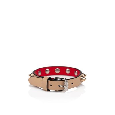 Bracelets Christian Louboutin Loubilink Classic Cuero Bracelets Mujer Beige | MX-63802