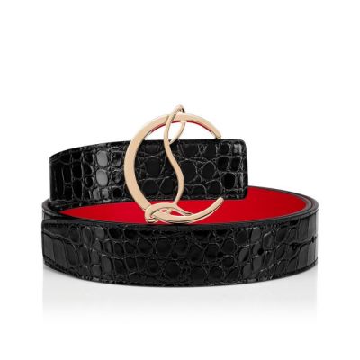 Cinturones Christian Louboutin W Cl Logo Belt Creative Cuero Belts Mujer Negros Dorados | MX-78612