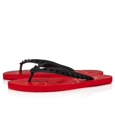 Espadrilles & Sandals Christian Louboutin Loubi Flip 000 Pvc Sandals Hombre Negros Rojos | MX-03817