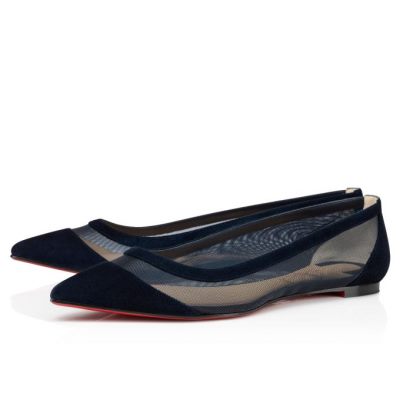 Flats Christian Louboutin Galativi 000 Version Marine Veau Velours Flats Mujer Azul Marino | MX-43459