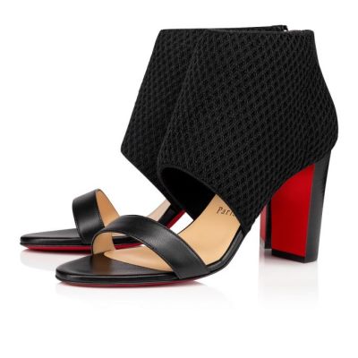 Sandalias Christian Louboutin Georgette Boot 85 Lucido Mesh Sandals Mujer Negros | MX-73990