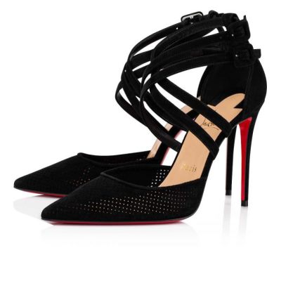 T Strap Christian Louboutin Victorilla 100 Veau Velours T Correa Mujer Negros | MX-19290