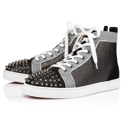 Tenis Christian Louboutin Lou Spikes Orlato Creative Fabric Sneakers Hombre Negros Plateados | MX-35857