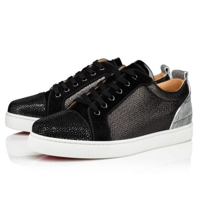 Tenis Christian Louboutin Louis Junior Orlato Creative Cuero Sneakers Hombre Negros Plateados | MX-28073