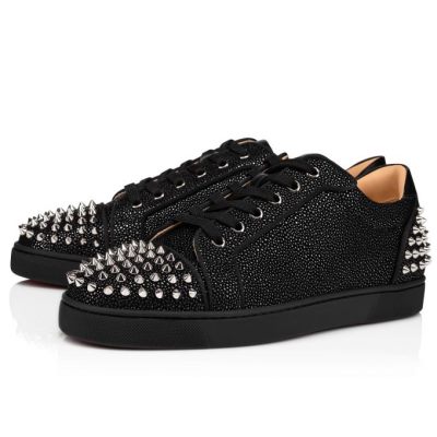 Tenis Christian Louboutin Seavaste 2 Creative Cuero Sneakers Hombre Negros Plateados | MX-17930