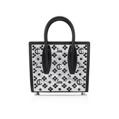 Top Handles Christian Louboutin Paloma S Mini Creative Fabric Top Handles Mujer Plateados Negros | MX-16028