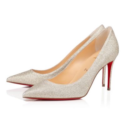 Zapatos De Salon Christian Louboutin Kate 85 Ivory Glitter Pumps Mujer Plateados | MX-99867